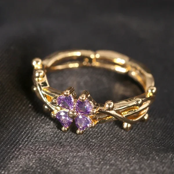 Purple Four Leaf Ring - Image 4