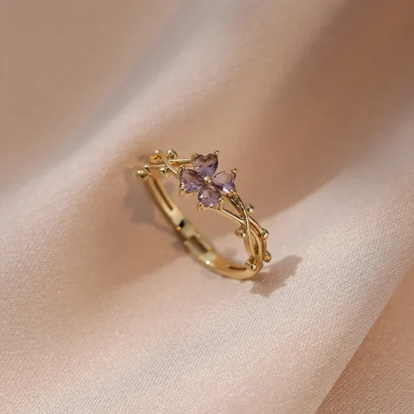 Purple Four Leaf Ring