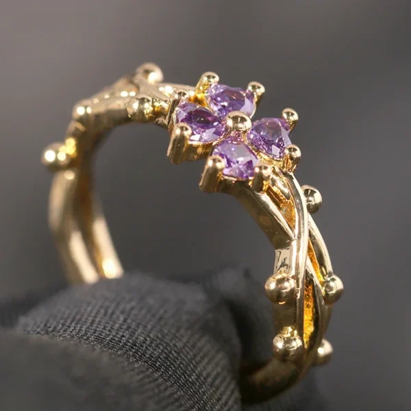 Purple Four Leaf Ring - Image 5